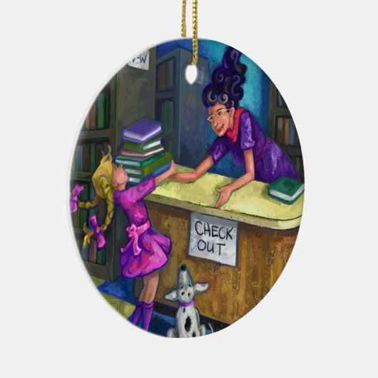 Library Check Out Artwork Keramisch Ornament (Rechts)