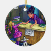 Library Check Out Artwork Keramisch Ornament (Voorkant)