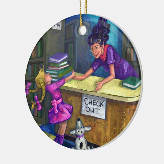 Library Check Out Artwork Keramisch Ornament (Links)
