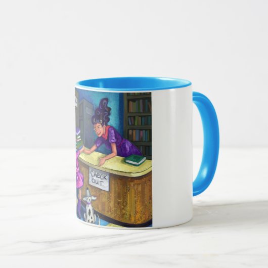 Library Check Out Artwork Mok (Voorkant rechts)