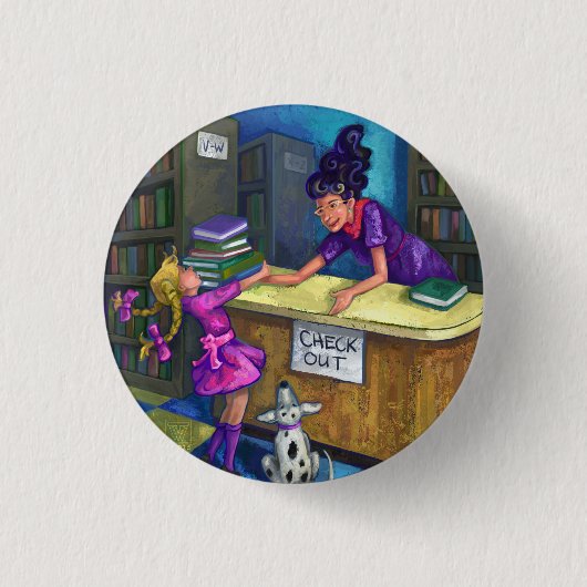 Library Check Out Artwork Ronde Button 3,2 Cm (Voorkant)