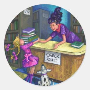 Library Check Out Artwork Ronde Sticker