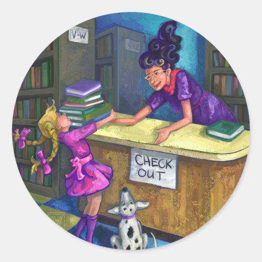 Library Check Out Artwork Ronde Sticker (Voorkant)