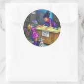 Library Check Out Artwork Ronde Sticker (Tas)