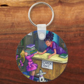 Library Check Out Artwork Sleutelhanger (Voorkant)