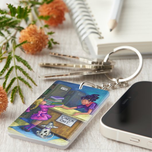 Library Check Out Artwork Sleutelhanger (Voorkant Rechts)