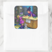 Library Check Out Artwork Vierkante Sticker (Tas)