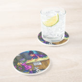 Library Check Out Artwork Zandsteen Onderzetter (Zijkant)