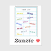 Library Date Due Kaart Book Lover Sticker (Vel)