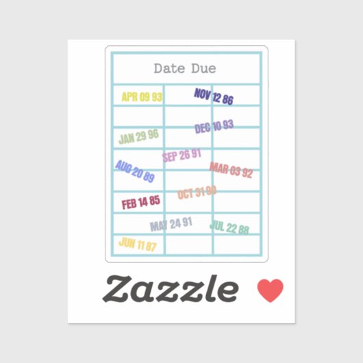 Library Date Due Kaart Book Lover Sticker (Vel)