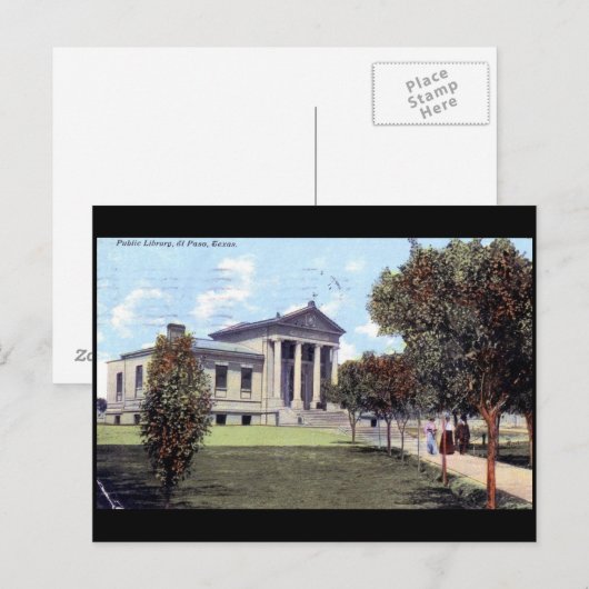 Library, El Paso, Texas 1911 Briefkaart (Voorkant / Achterkant)