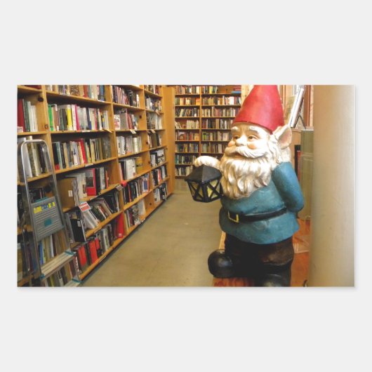 Library Gnome I Rechthoekige Sticker (Voorkant)
