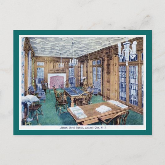 Library, Hotel Dennis, Atlantic City 1926  Briefkaart (Voorkant)