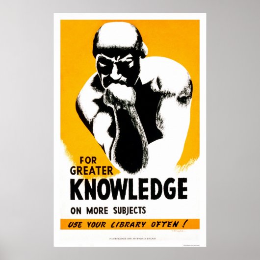 Library Is Knowledge 1940 WPA Poster (Voorkant)
