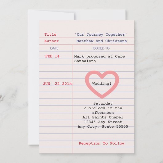 Library Kaart bruiloft uitnodiging (Voorkant)