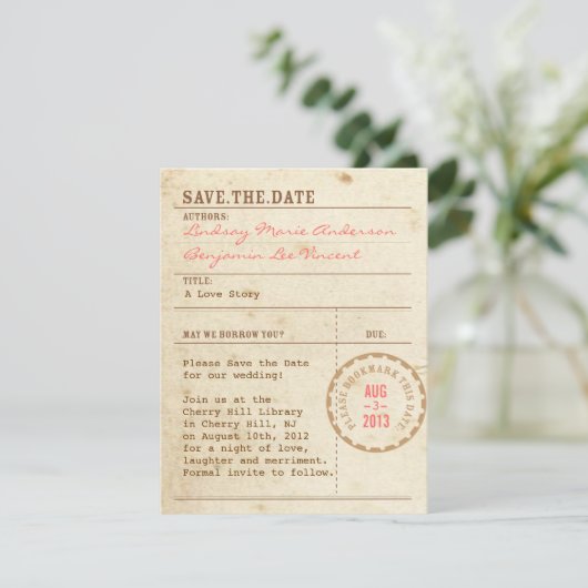 Library Kaart De datum opslaan (Staand voorkant)