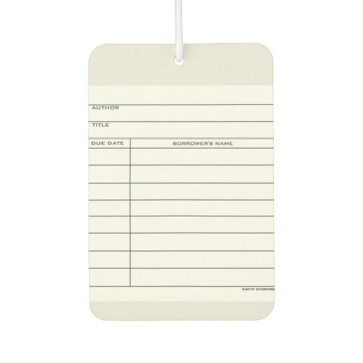 Library Kaart Freshener Luchtverfrisser (Voorkant)