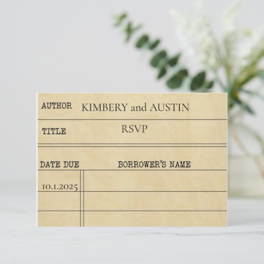 Library Kaart | Kaart RSVP-respons (Staand voorkant)