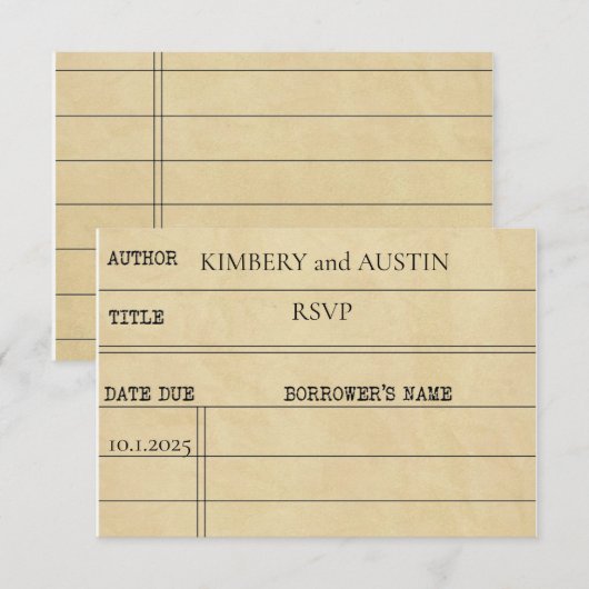 Library Kaart | Kaart RSVP-respons (Voorkant / Achterkant)