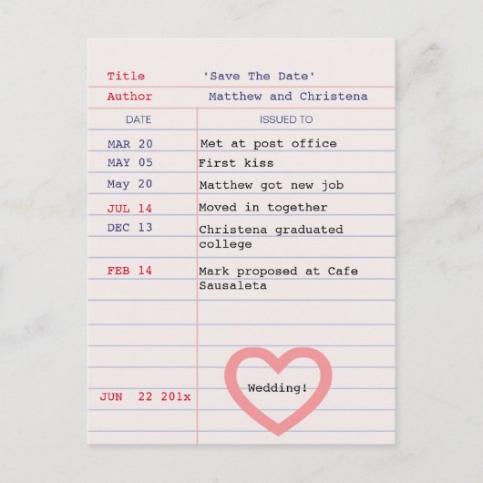Library Kaart Save the Date Briefkaart (Voorkant)