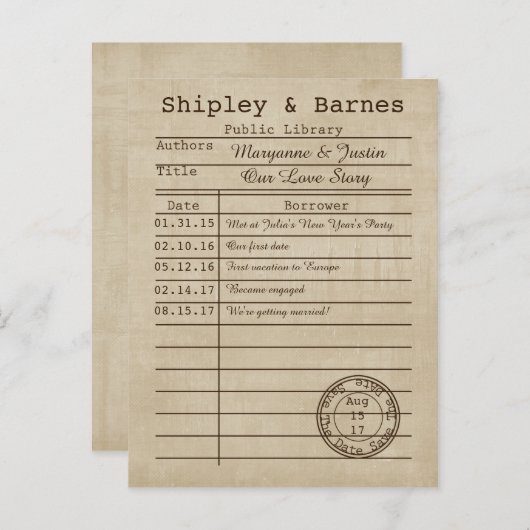 Library Kaart Sla de datum op (Voorkant / Achterkant)