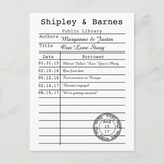 Library Kaart Sla de datum op (Voorkant)