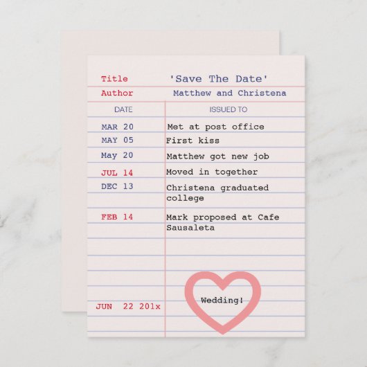 Library Kaart Wedding Sla de datumaankondiging op (Voorkant / Achterkant)