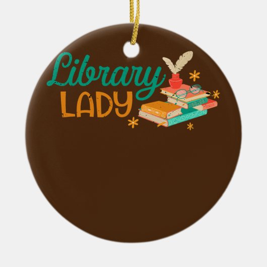 Library Lady Librarian Reader Bookish Bookworm Keramisch Ornament (Voorkant)