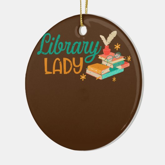 Library Lady Librarian Reader Bookish Bookworm Keramisch Ornament (Links)