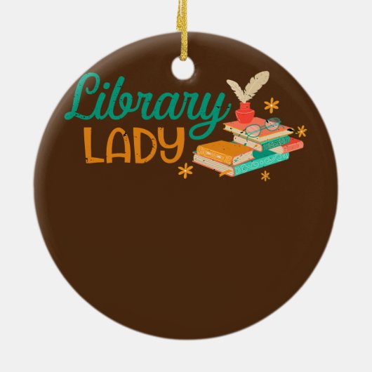 Library Lady Librarian Reader Bookish Bookworm Keramisch Ornament (Achterkant)