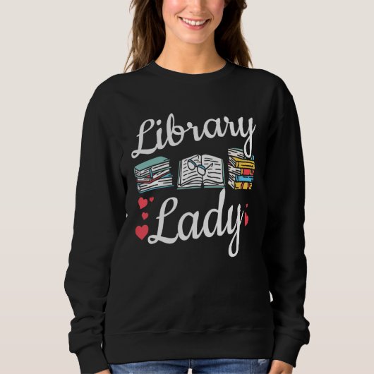 Library Lady Women Book Reading Librarian Trui (Voorkant)