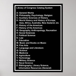 Library of Congress Catalog System: Zwart hoofd Poster