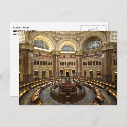 Library of Congress Reading Room, Washington D.C. Briefkaart (Voorkant / Achterkant)