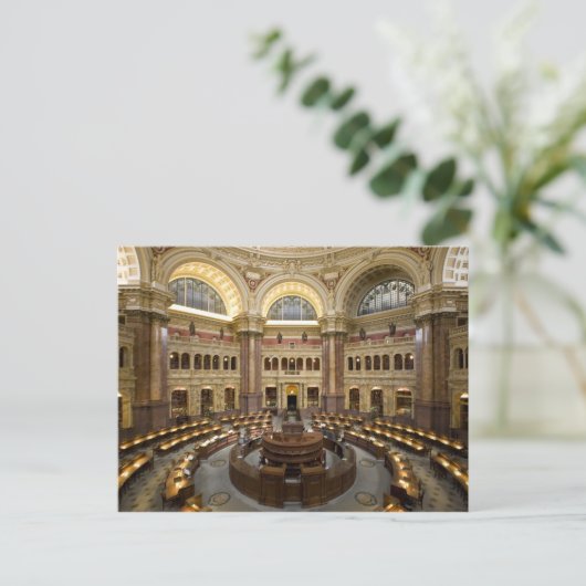 Library of Congress Reading Room, Washington D.C. Briefkaart (Staand voorkant)
