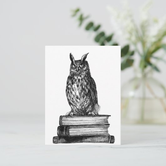 Library Owl Briefkaart (Staand voorkant)