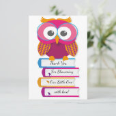 Library Owl met Book-Dankuwel-kaart Bedankkaart (Staand voorkant)