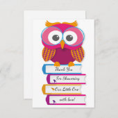Library Owl met Book-Dankuwel-kaart Bedankkaart (Voorkant / Achterkant)