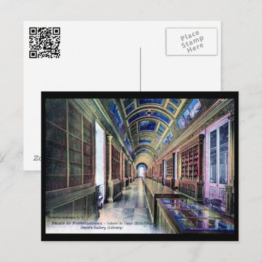 Library, Palais de Fontainebleau, France 1926 Vint Briefkaart (Voorkant / Achterkant)