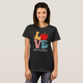Library Para Educator Love Apple Groovy Cute Back T-shirt (Voorkant volledig)