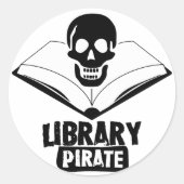 Library Pirate Ronde Sticker (Voorkant)