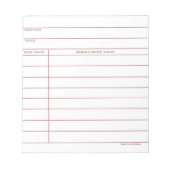 Library Pocket Kaart - Roze Notitieblok (Voorkant)