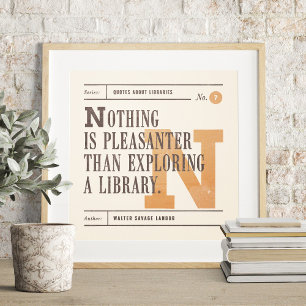 Library Quote van Walter Savage Landor Poster