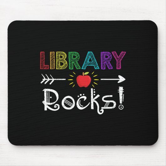 Library Rocks Leraar Student Fun Terug naar School Muismat (Voorkant)