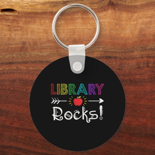 Library Rocks Leraar Student Fun Terug naar School Sleutelhanger (Voorkant)