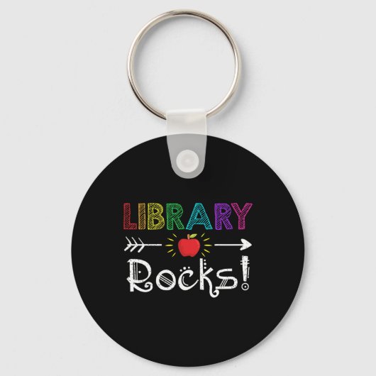 Library Rocks Leraar Student Fun Terug naar School Sleutelhanger (Achterkant)