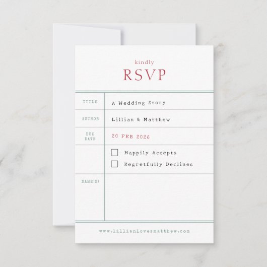 Library RSVP-kaart RSVP Kaartje (Voorkant)