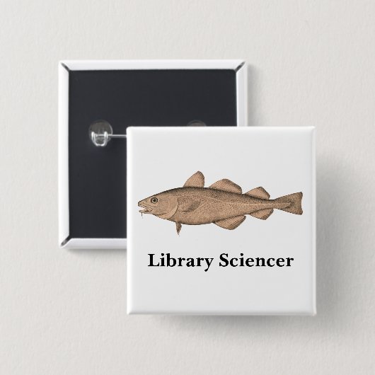 Library Sciencer met Cod: Vierkante Button (Voorkant /achterkant)