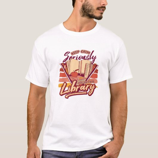 Library Silence Funny Librarian Keep Calm Read Rea T-shirt (Voorkant)