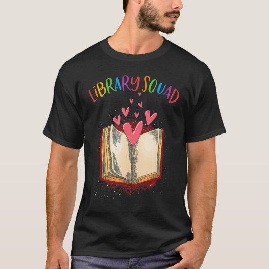 Library Squad Librarian Bookworm Book 4 T-shirt (Voorkant)