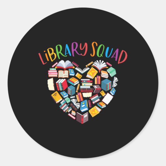 Library Squad Librarian Bookworm Book Lover Ronde Sticker (Voorkant)